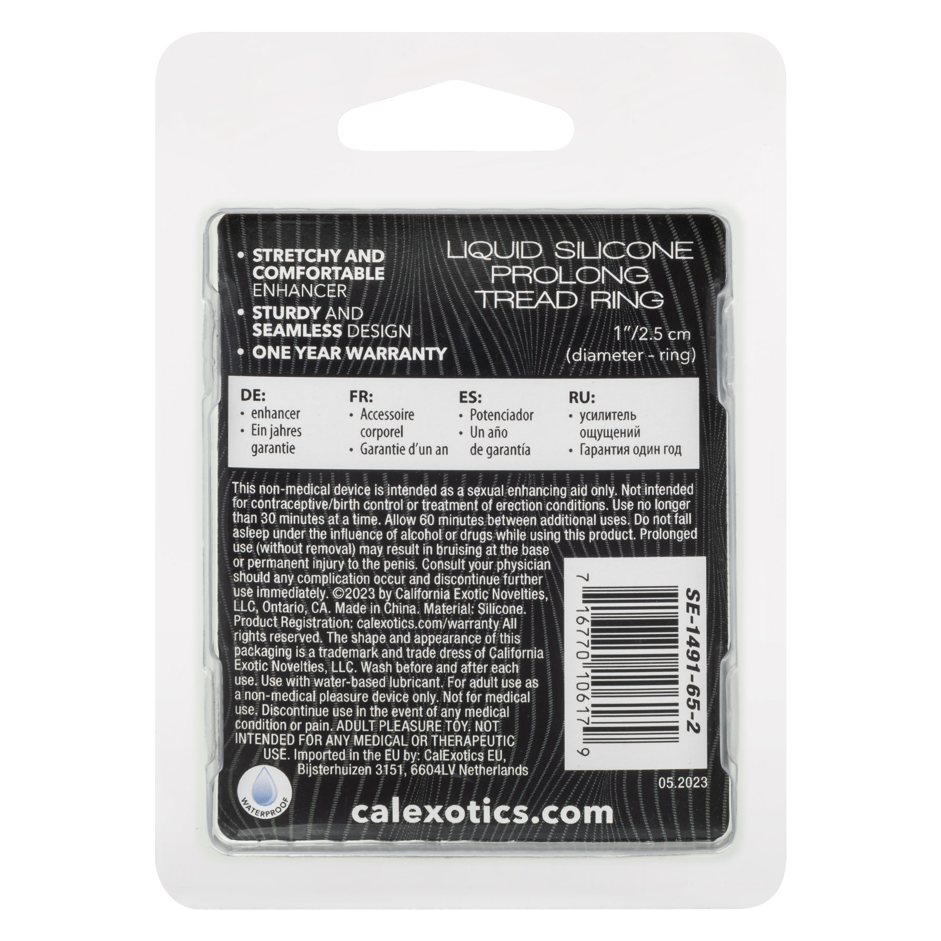 Alpha Liquid Silicone Prolong Tread Ring Black 1 Inch Diameter Stretchy Durable Waterproof COCK RINGS