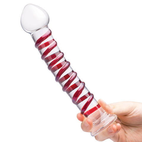 Glas 10 Inch Mr Swirly Red Spiral Handblown Glass Dildo > Glass > Dildos