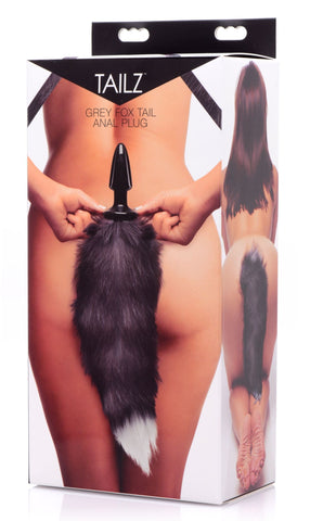 Fox Tail Anal Plug in Grey for Adult Play Anal Toys & Stimulators