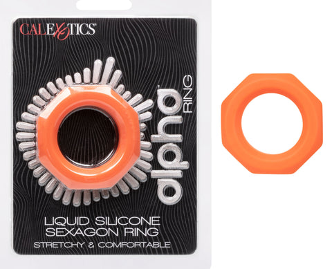 Alpha Liquid Silicone Sexagon Ring Orange Stretchy Comfortable Enhancer > Cock Ring > Single