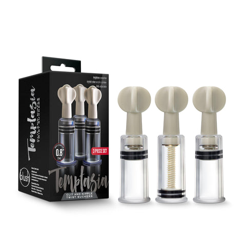 Temptasia Nipple and Clit Twist Suckers 3 Piece Set for Enhanced Sensitivity PUMPS