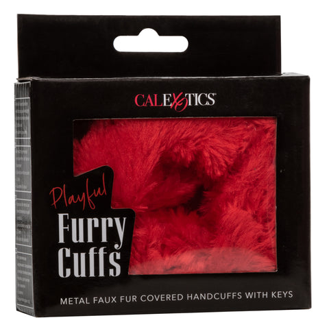 Playful Red Faux Fur Adjustable Metal Handcuffs with Keys > Bondage Gear > Handcuffs