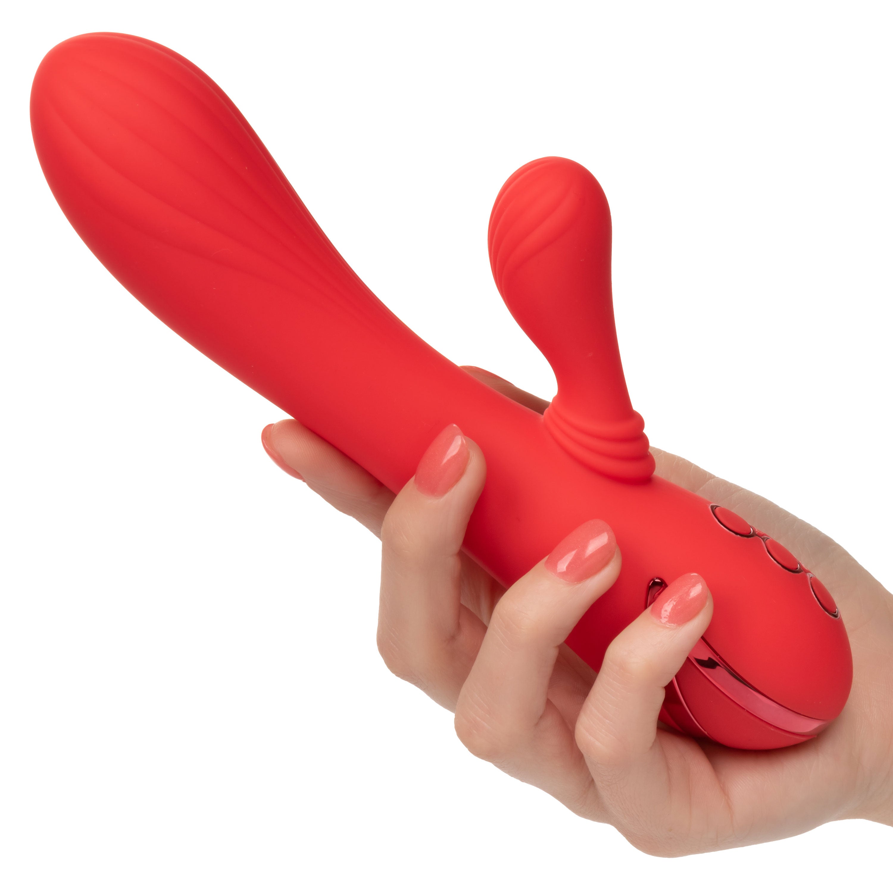 California Dreaming Palisades Passion Red Silicone Heated Massager with Swinging Teaser and Triple Motor Vibrations > Vibrators > Ladies > Rabbit