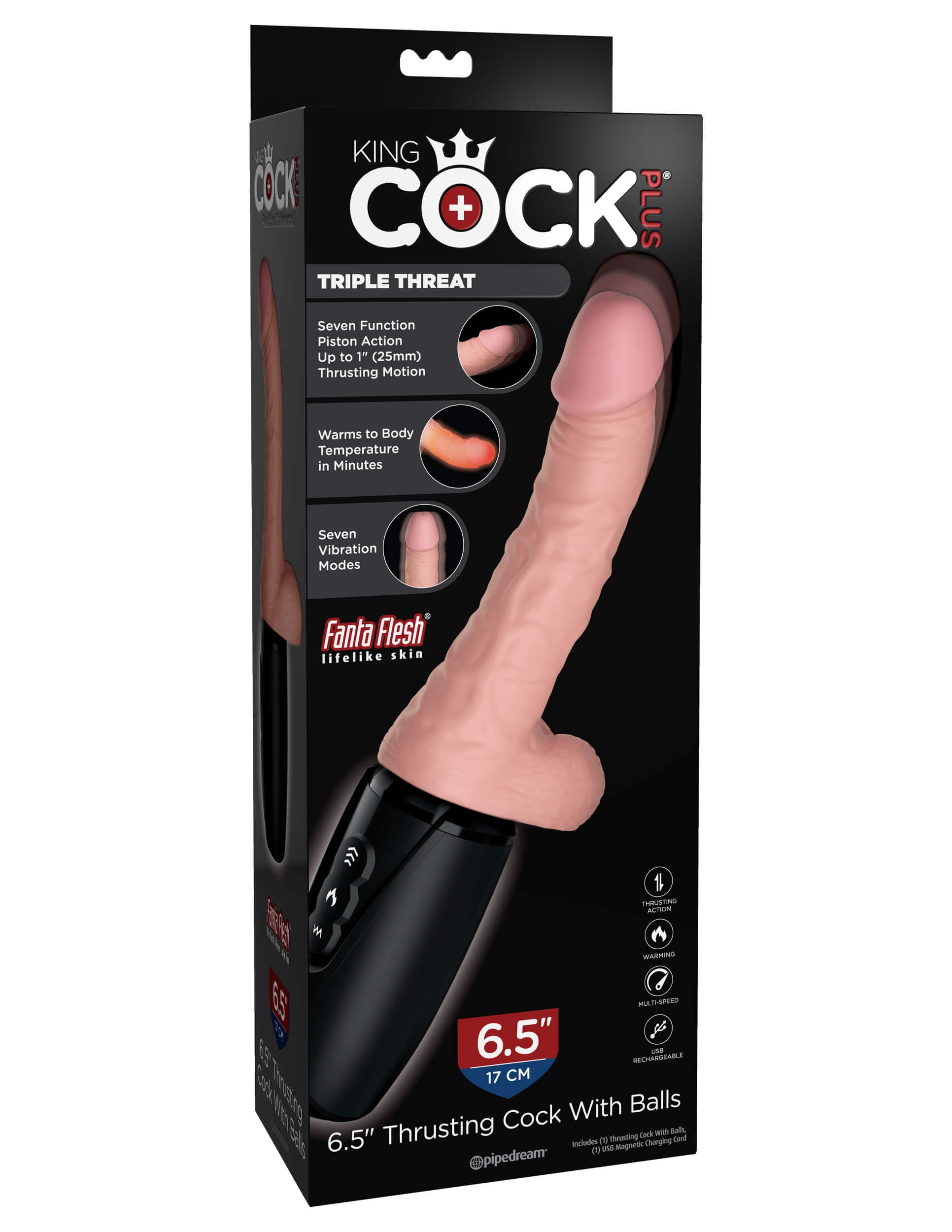 King Cock Plus 6.5 Inch Thrusting Cock with Balls - 16.5 cm Dong DONGS