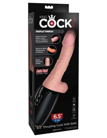 King Cock Plus 6.5 Inch Thrusting Cock with Balls - 16.5 cm Dong DONGS