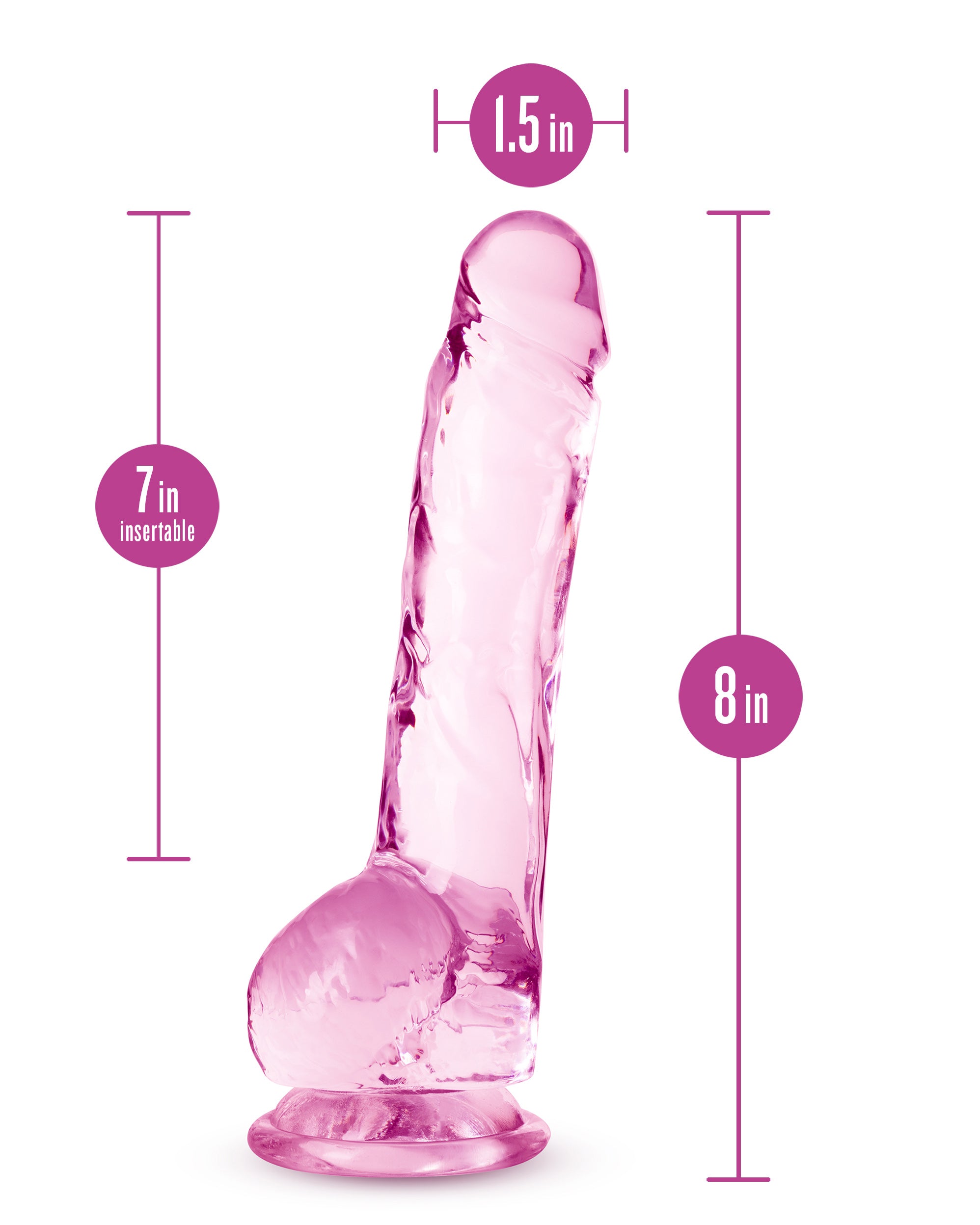 Naturally Yours 8 Inch Crystaline Dildo Rose > Dildos > Realistic Dildos