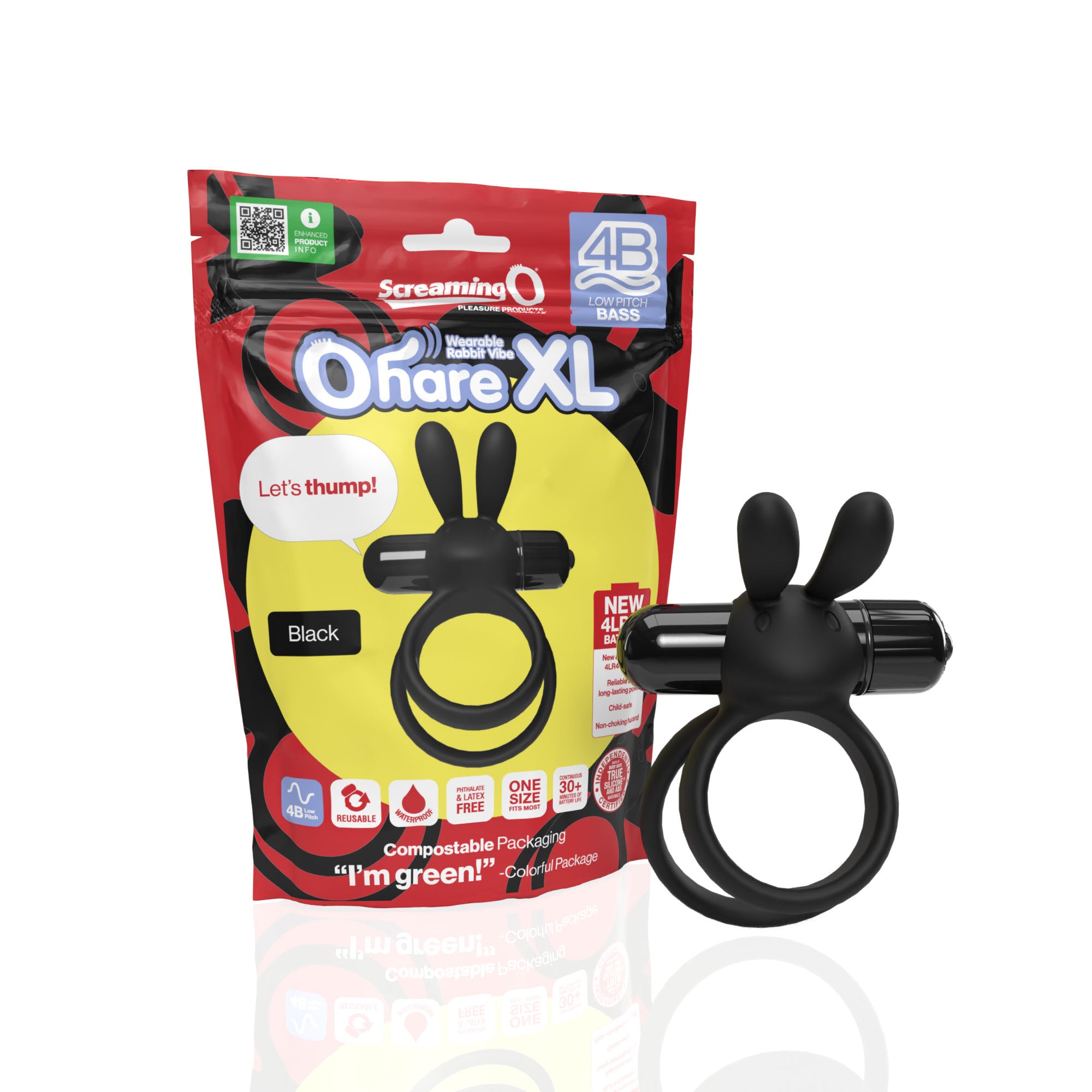 Screaming O 4B Ohare XL Black – Powerful Deep Rumbling Vibrations > Cock Ring > Vibrating