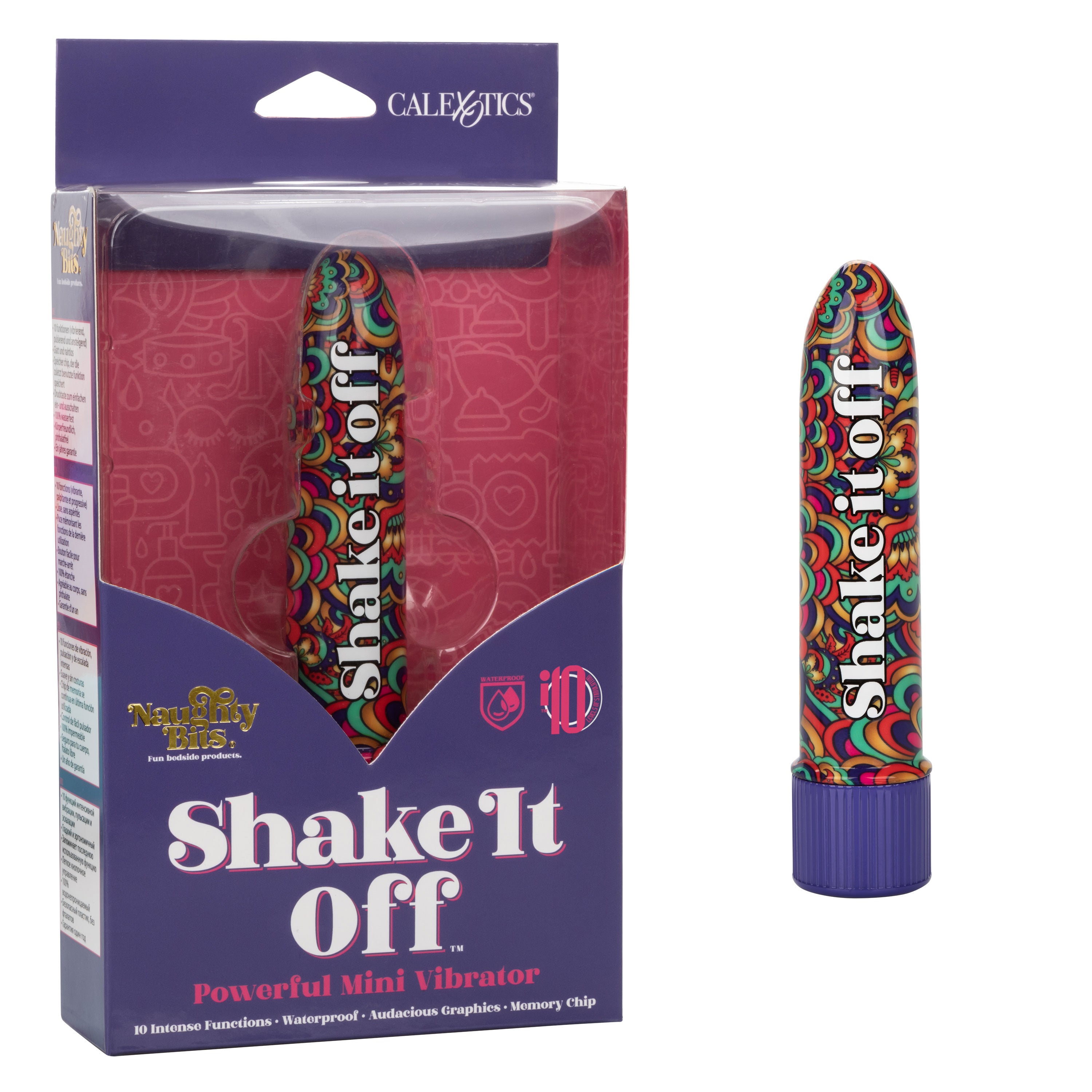 Naughty Bits Shake It Off Powerful Mini Vibrator 4.25 Inch Waterproof Colorful Design > Vibrators > Standard Vibrators