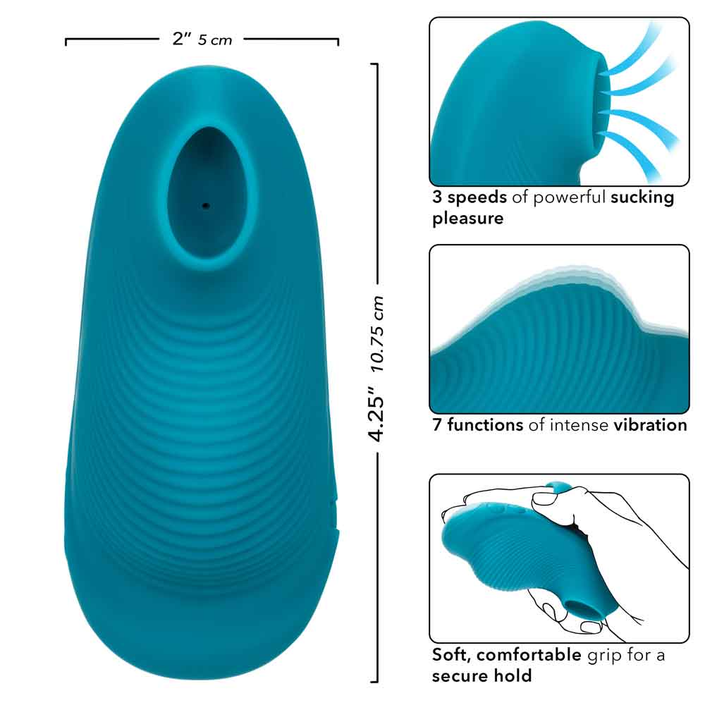 Envy™ Handheld Suction Massager in Teal Blue with 3 Suction Speeds and 7 Vibration Functions > Vibrators > Finger Vibrators