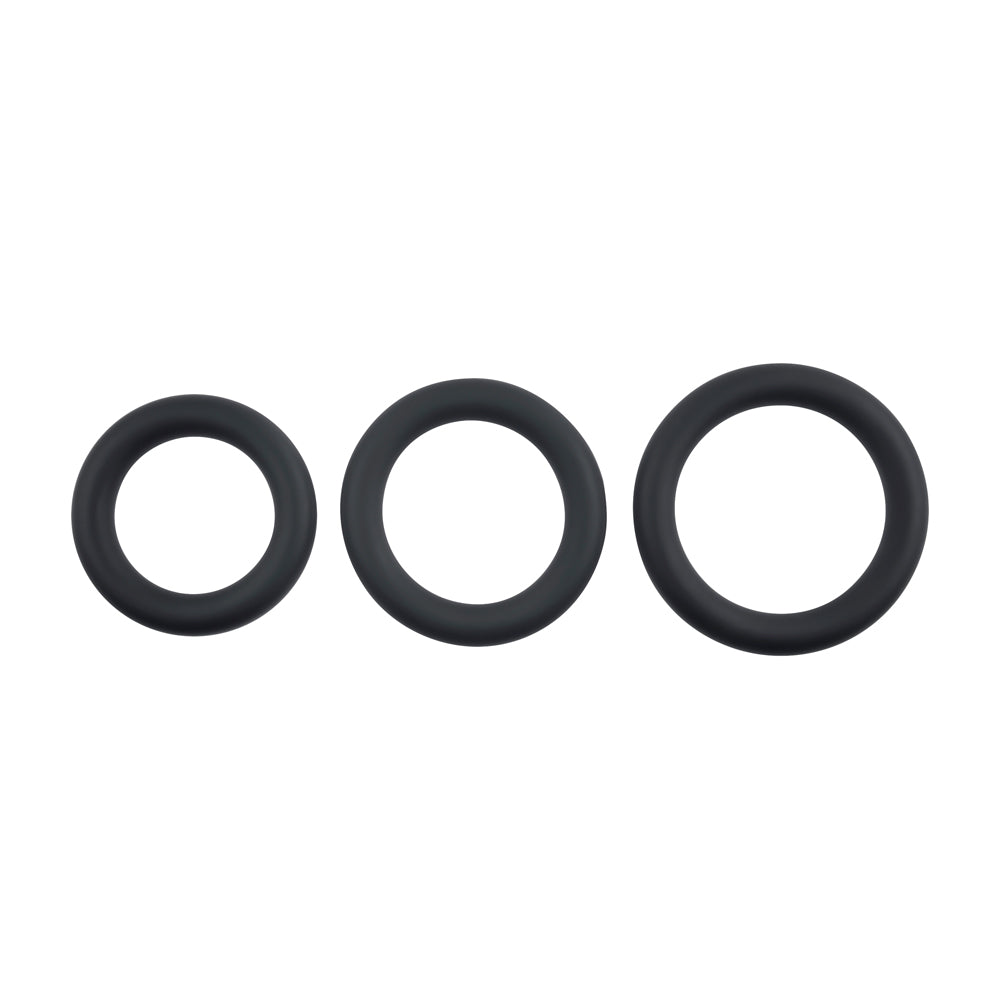 Selopa 3 Ring Circus 3-Piece Silicone Penis Ring Set Black COCK RING Set