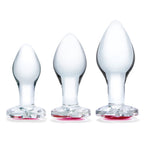 Glas 3 Inch 3.5 Inch 4 Inch 3PC Heart Jewel Clear Glass Anal Training Kit > Glass > Toys
