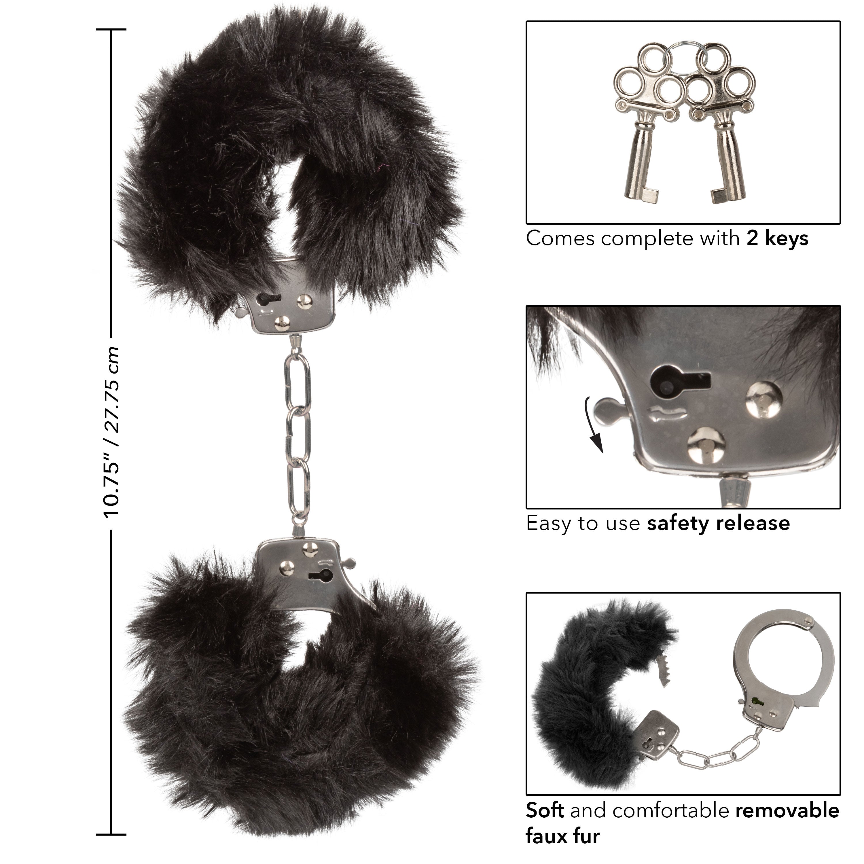 Ultra Fluffy Black Furry Bondage Cuffs For Couples Play > Bondage Gear > Handcuffs