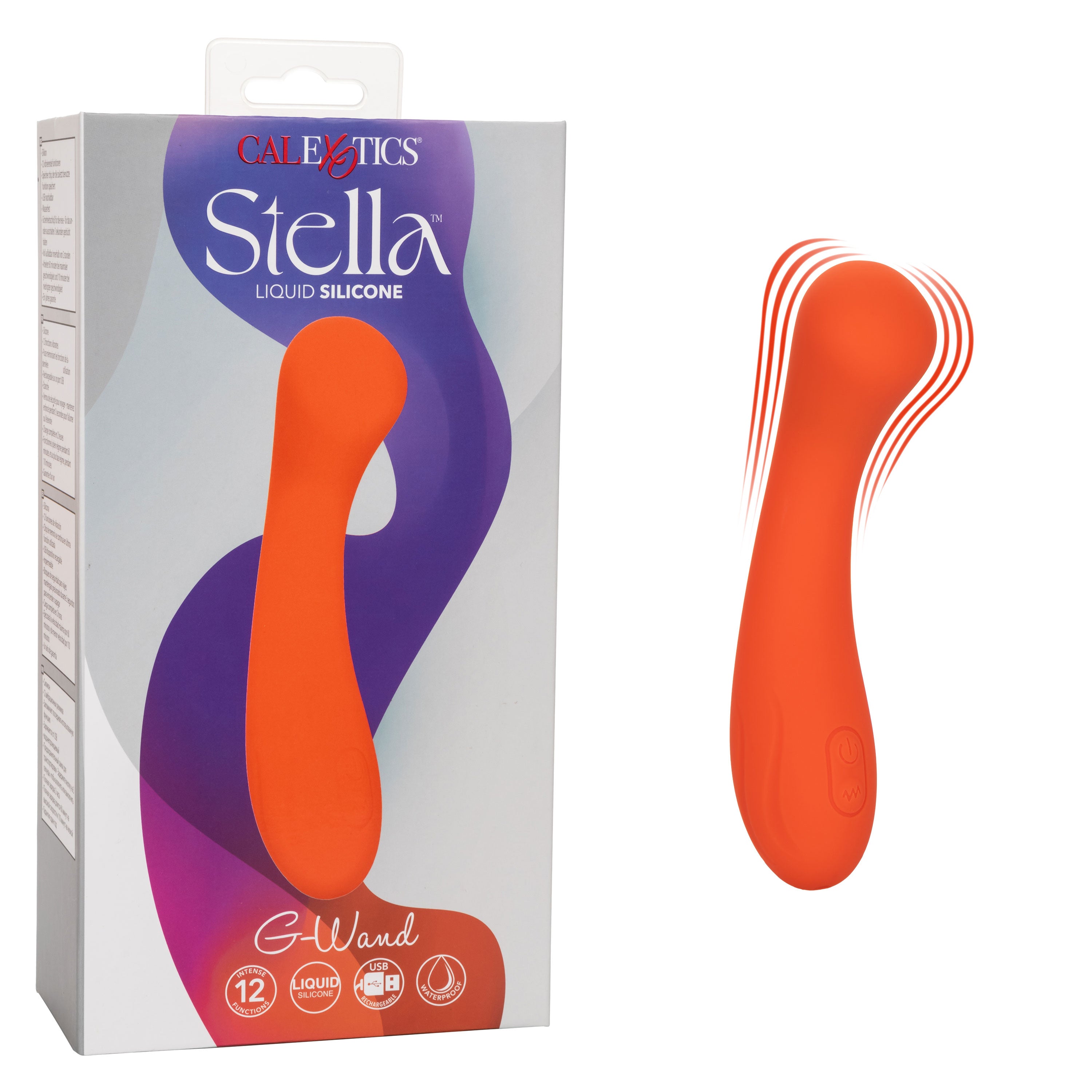Stella Liquid Silicone G-Wand Vibrator in Orange with Flexible Neck and 12 Vibration Functions > Sex Toys For Ladies > G-Spot Vibrators