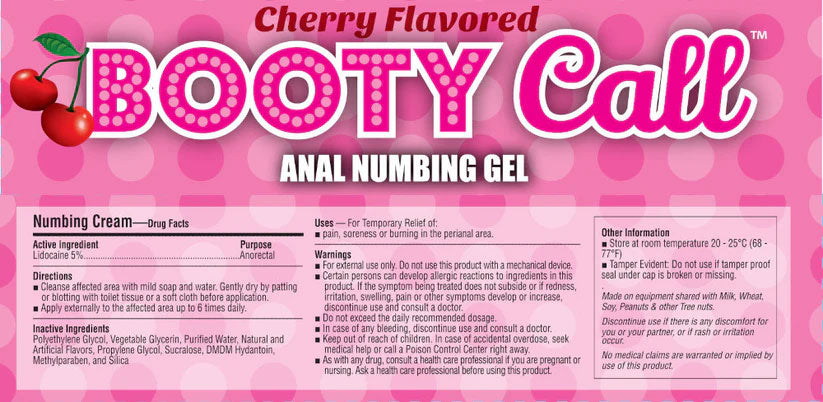 Booty Call Anal Numbing Gel Cherry 2 Ounce Anal Lubricant