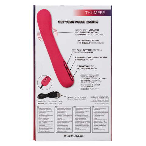 Throb Thumper Red Premium Silicone Massager with Dual Thumping Pads and 3-Speed Vibration Pink > Vibrators > Standard Vibrators