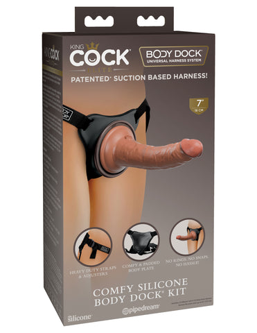 King Cock Elite Comfy Body Dock Kit with Tan 17.8 cm Dong STRAP-ONS