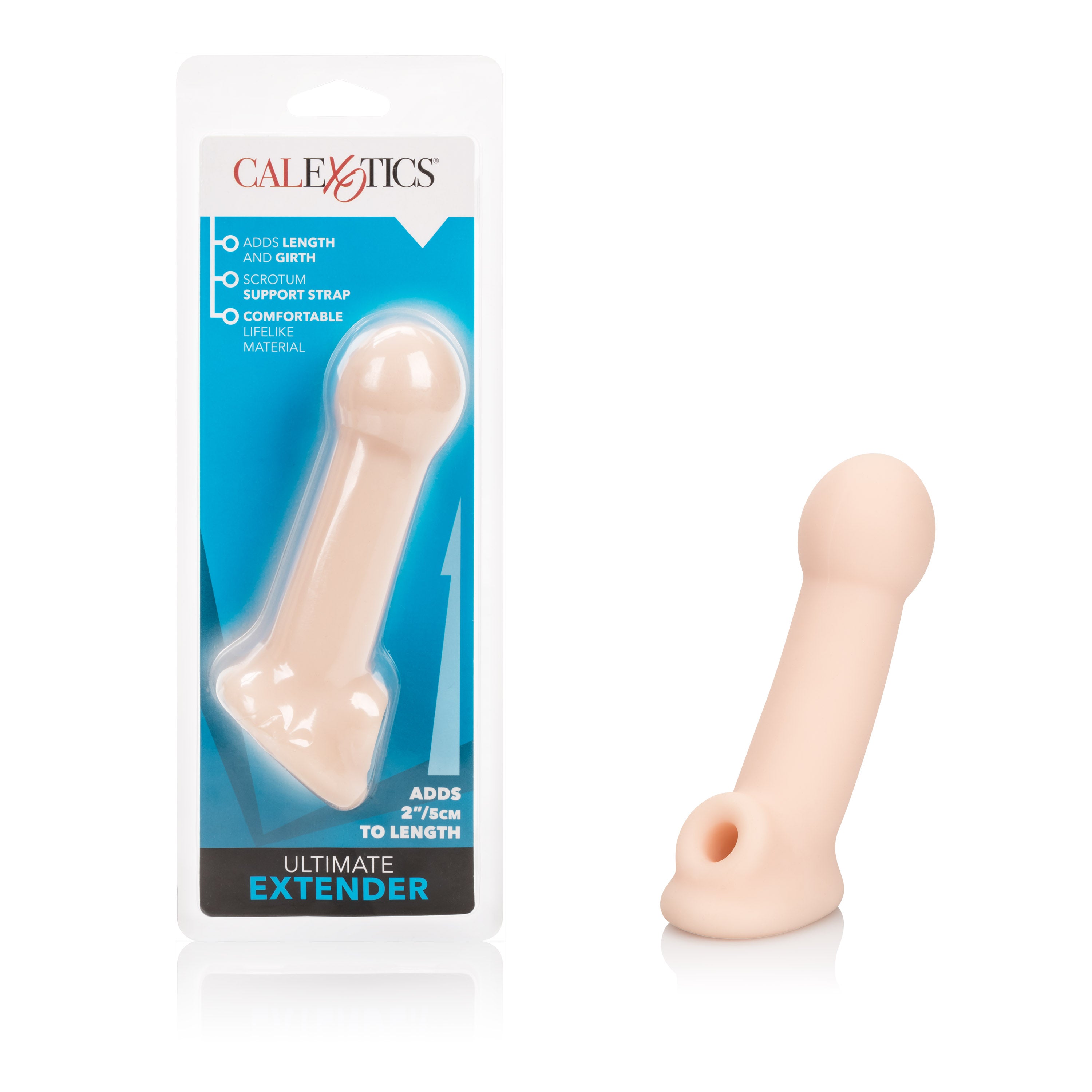 Ultimate Penis Extender Sleeve with Scrotum Support Strap Adds 2 Inches Length and Girth Flexible Flesh Color PureSkin Material SLEEVES