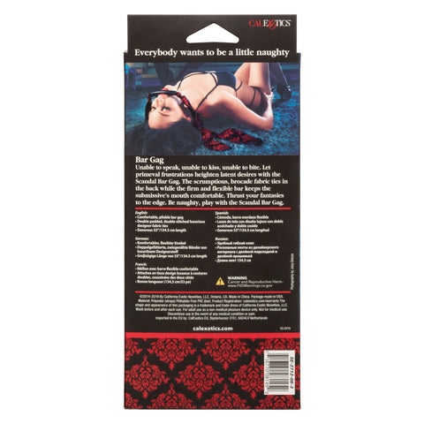 Scandal Bar Gag with Black PVC Plastic Bar and Red Black Brocade Double-Padded Strap > Bondage Gear > Gags and Bits