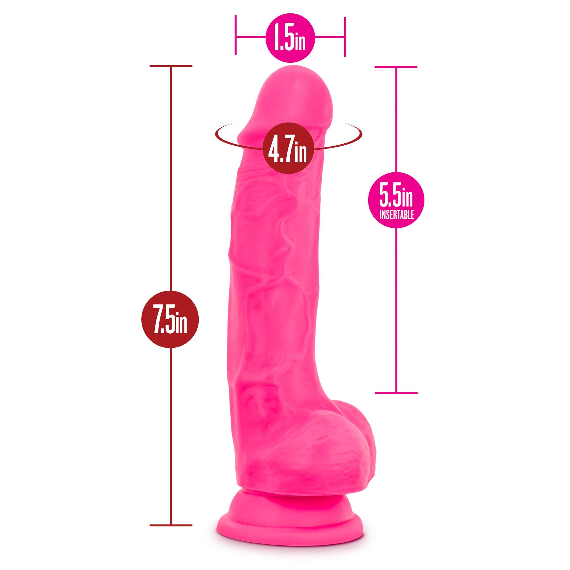 Ruse Hypnotize Hot Pink Dildo 7.5 Inch Length 1.5 Inch Width DONGS