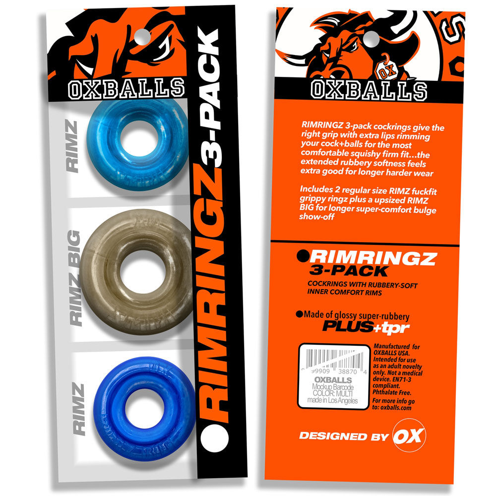 Rimringz Multi Size 3 Pack – Plush Soft Comfort Cockring Set Blue > Cock Ring > Sets