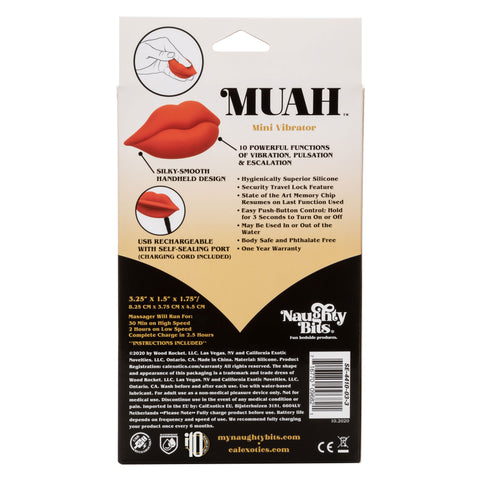 Naughty Bits MUAH Mini Red Lip-Shaped Silicone Vibrator 3.25 Inches Waterproof Red > Vibrators > Standard Vibrators