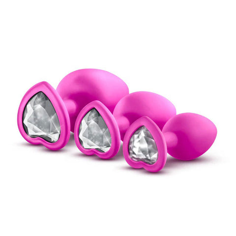 Luxe Bling Plugs Training Kit Pink With White Gems 3 Sizes > Anal Range > Butt Plug Kits