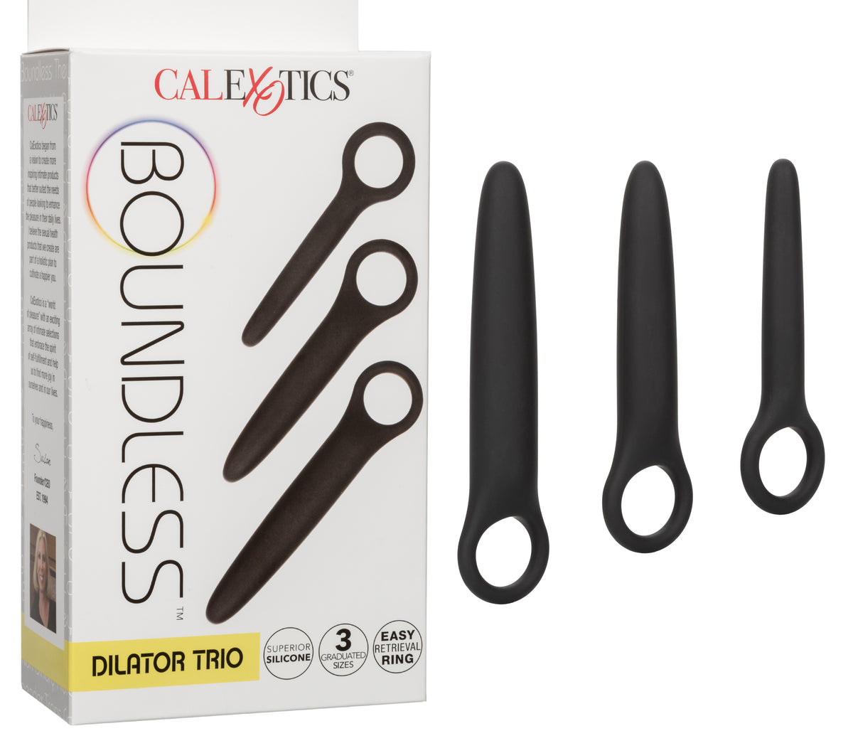 Boundless Dilator Trio Black Silicone Set with Three Graduated Sizes and Easy Finger Loop > Sex Toys > Dilators