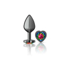 Cheeky Charms Heart Jewel Butt Plug Gunmetal / Rainbow Jewel