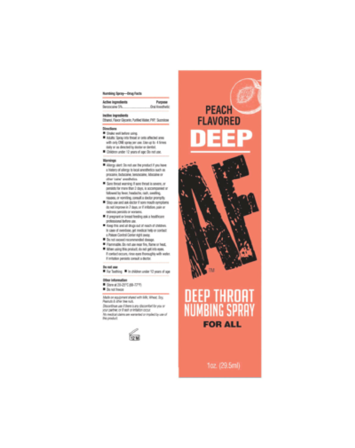 Deep AF Peach Flavoured Deep Throat Spray 29 mls Default Title > Lube > Oral Gels & Sprays