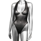 Radiance Deep V Black Rhinestone Mesh Body Suit One Size > Clothes > Bodies and Playsuits