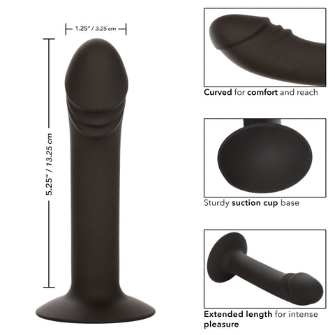 CalExotics Silicone Curved Anal Stud Black Smooth Silicone with Suction Cup Base 5 Inch > Anal Range > Butt Plugs