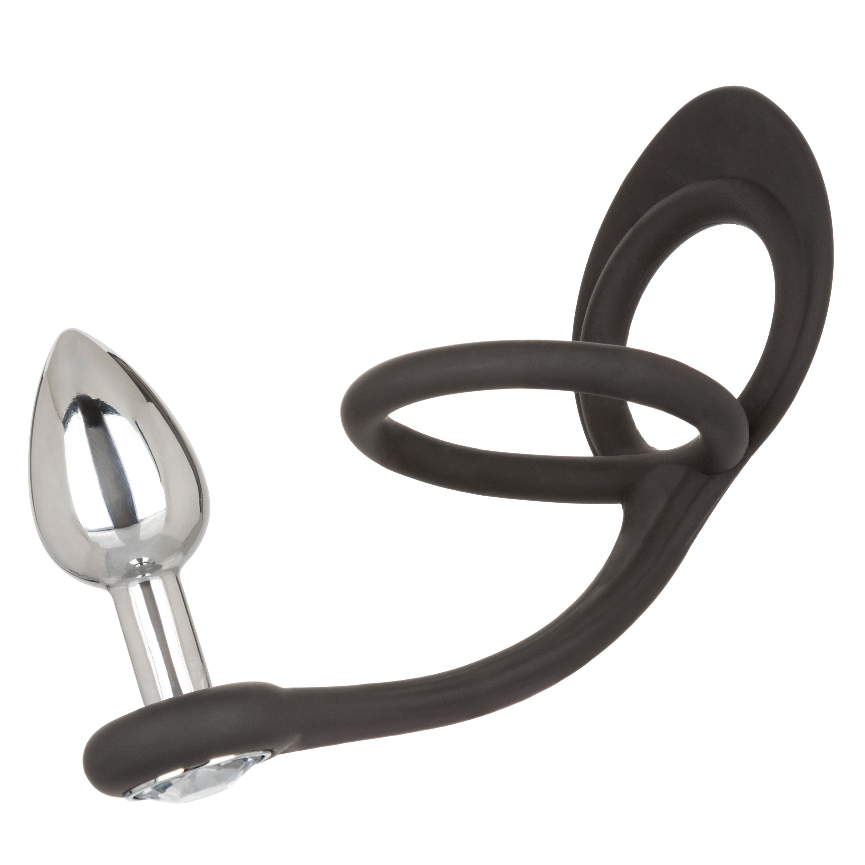 Star Fucker Mini Plug Black Silicone Dual Enhancer with Metal Probe and Sparkling Gem Base > Anal Range > Prostate Plugs Main image