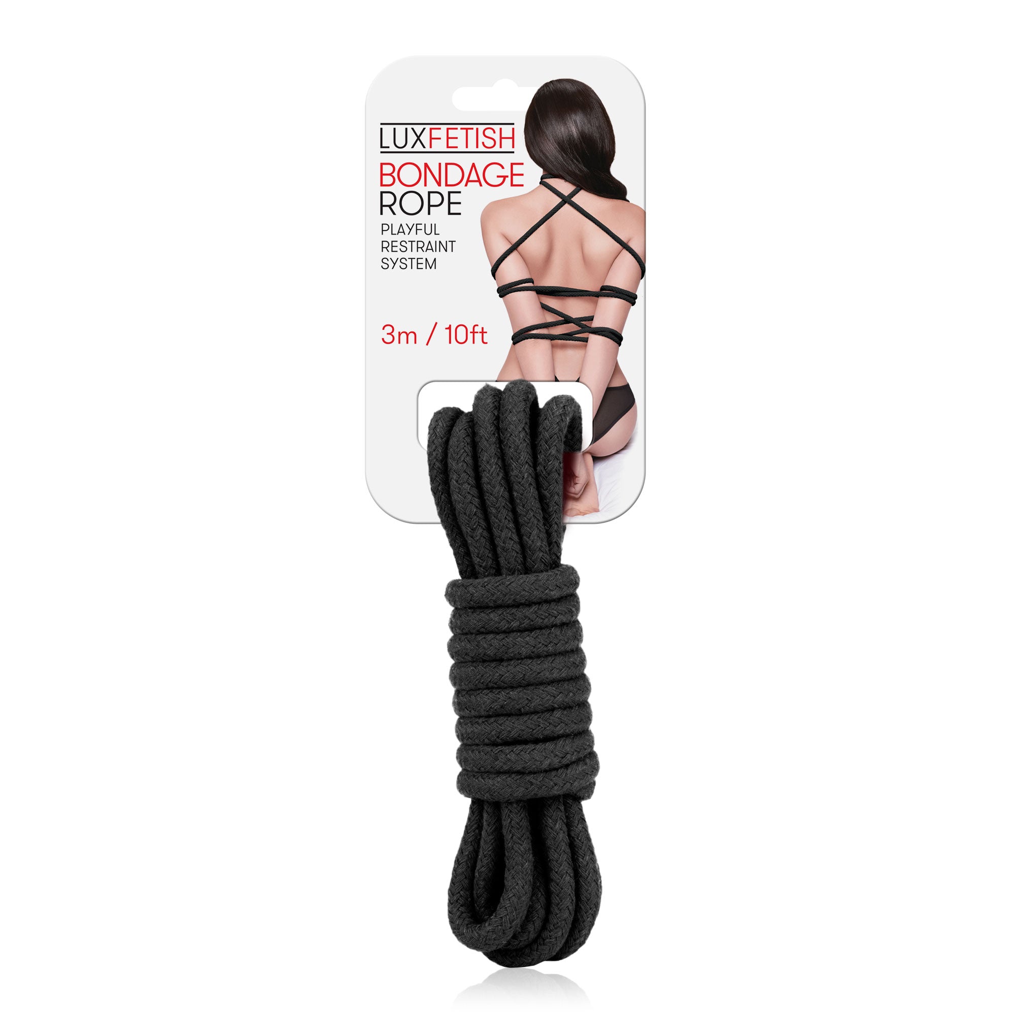 Lux Fetish Bondage Rope 3 Meter 10 Feet Soft Cotton Black > Bondage Gear > Rope