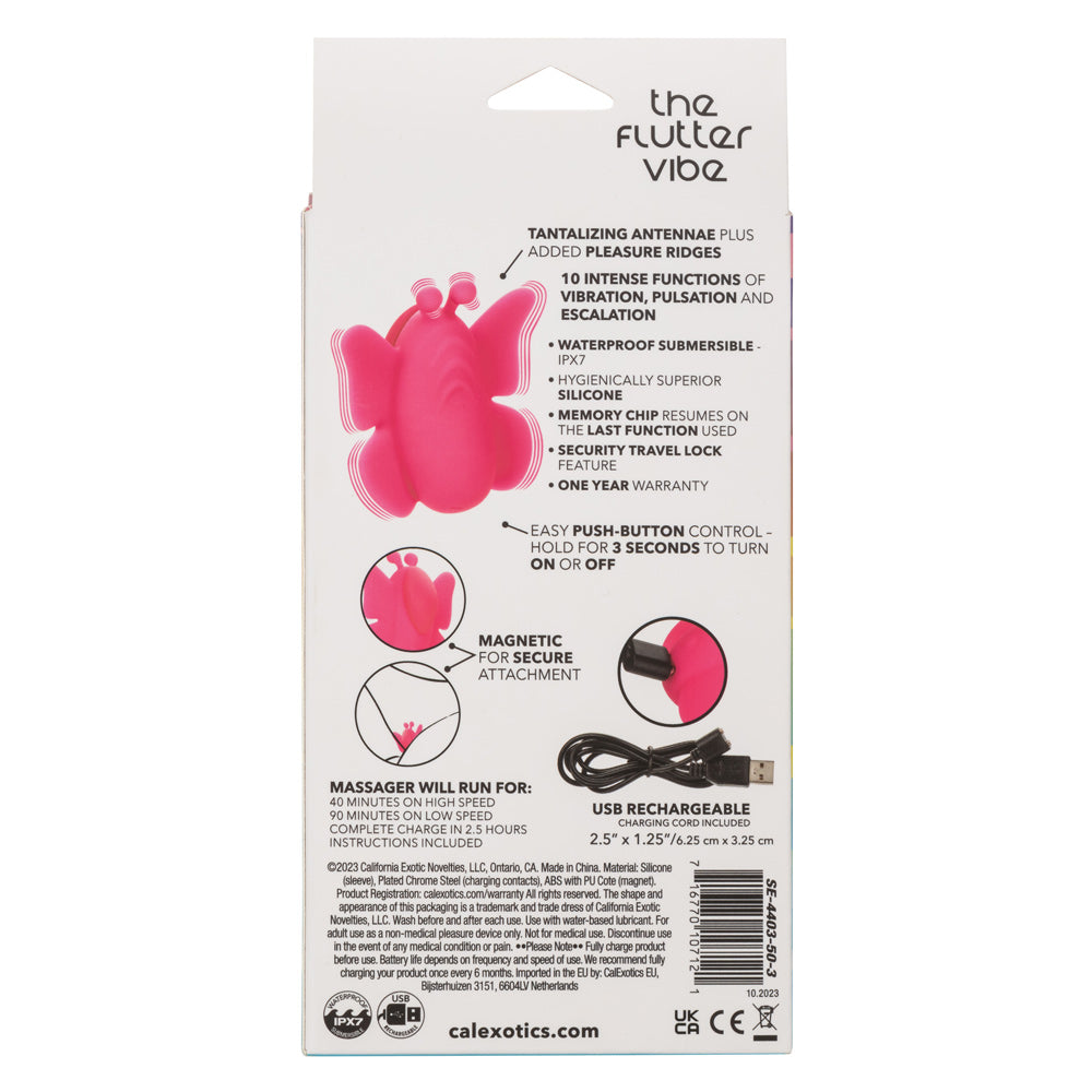 Neon Vibes The Flutter Vibe Pink Butterfly Panty Vibe with 10 Functions Silicone Waterproof > Sex Toys For Ladies > Panty Vibes