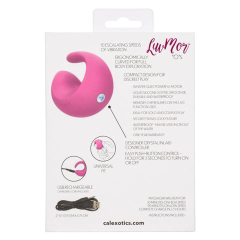 LuvMor "O"s Pink Mini Curved Massager with 10 Speeds, Liquid Silicone, USB Rechargeable, Waterproof Finger Stimulator