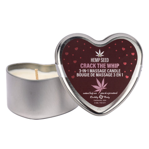 EB Hemp Seed 3 in 1 Candle 113g - Crack The Whip, Rose Amber Scent Massage Oil
