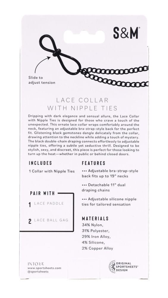 Lace Collar Choker with Adjustable Nipple Ties for Adults Black > Clothes > Body Jewellery