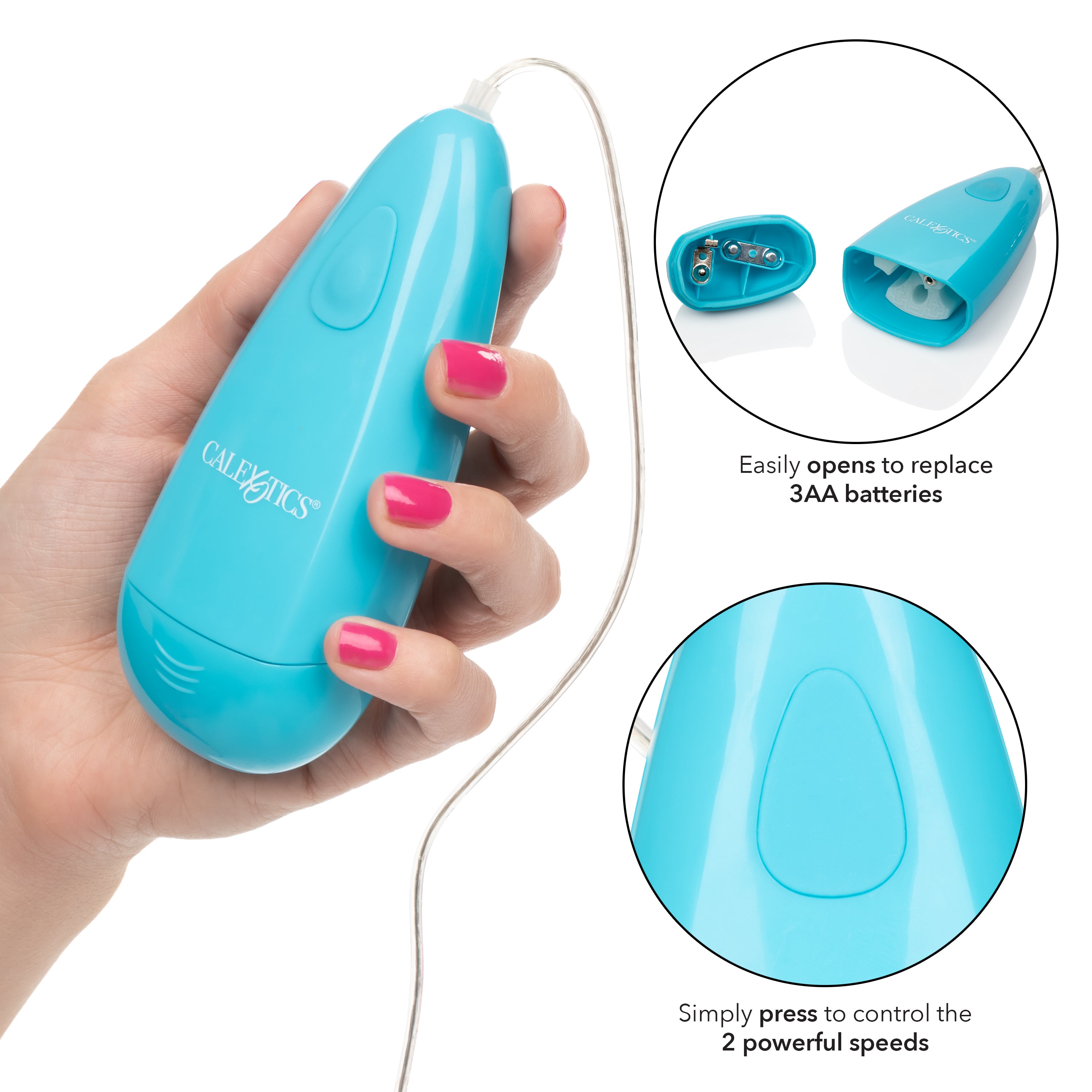 Waterproof Gyrating Bullet Blue with 2-Speed Vibration and Slim Controller BULLETS