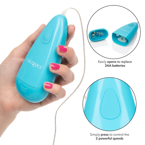 Waterproof Gyrating Bullet Blue with 2-Speed Vibration and Slim Controller BULLETS
