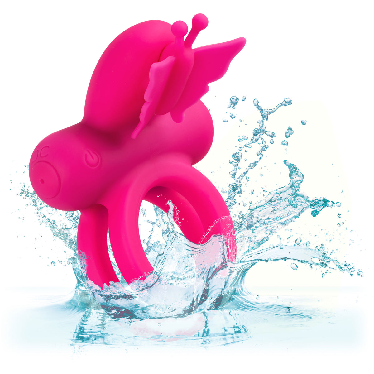 CalExotics Silicone Pink Butterfly Dual Ring with 12 Vibration Functions and Waterproof Design > Cock Ring > Vibrating