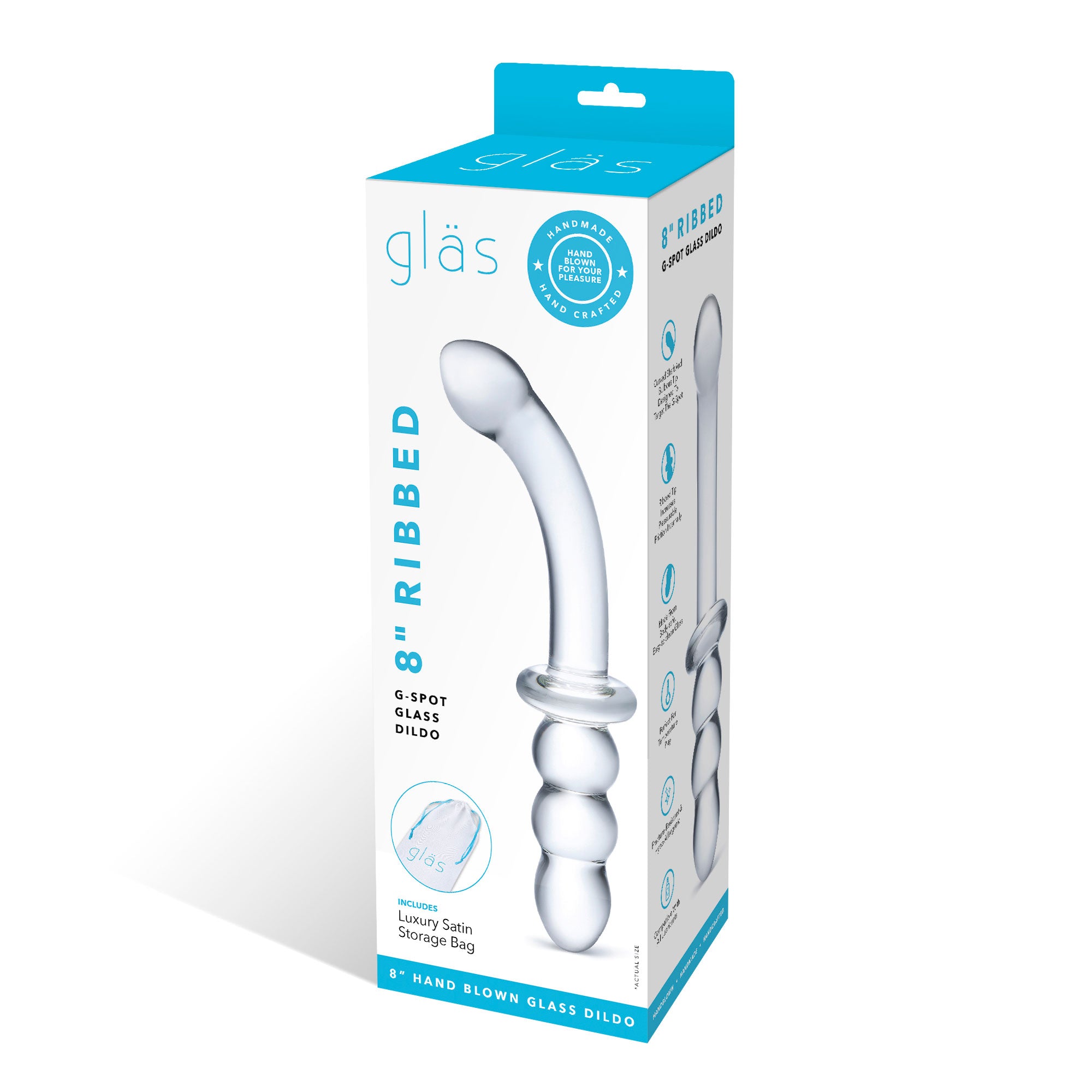 Glas 8 Inch Ribbed G-Spot Double-Ended Glass Dildo Secondary image