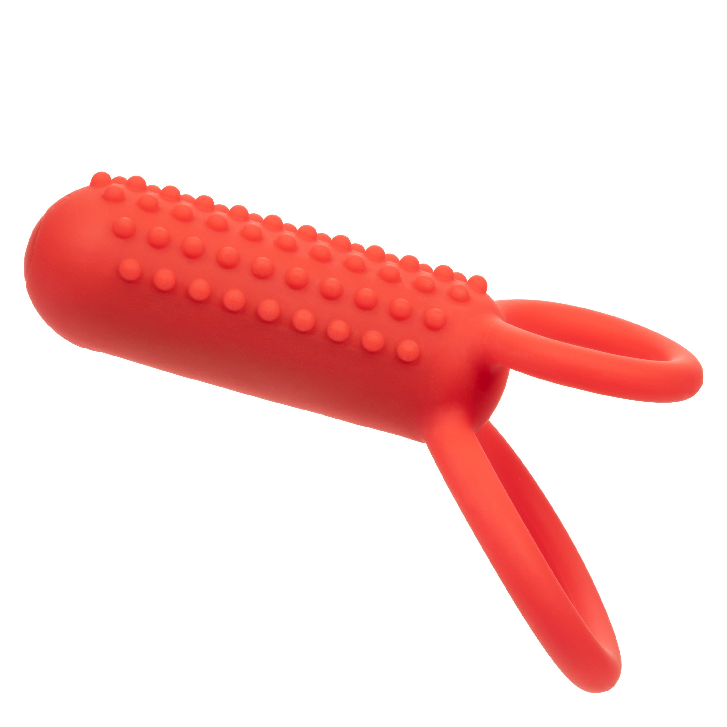 CalExotics Silicone Vertical Dual Enhancer Red Waterproof with 12 Intense Vibration Functions > Cock Ring > Vibrating
