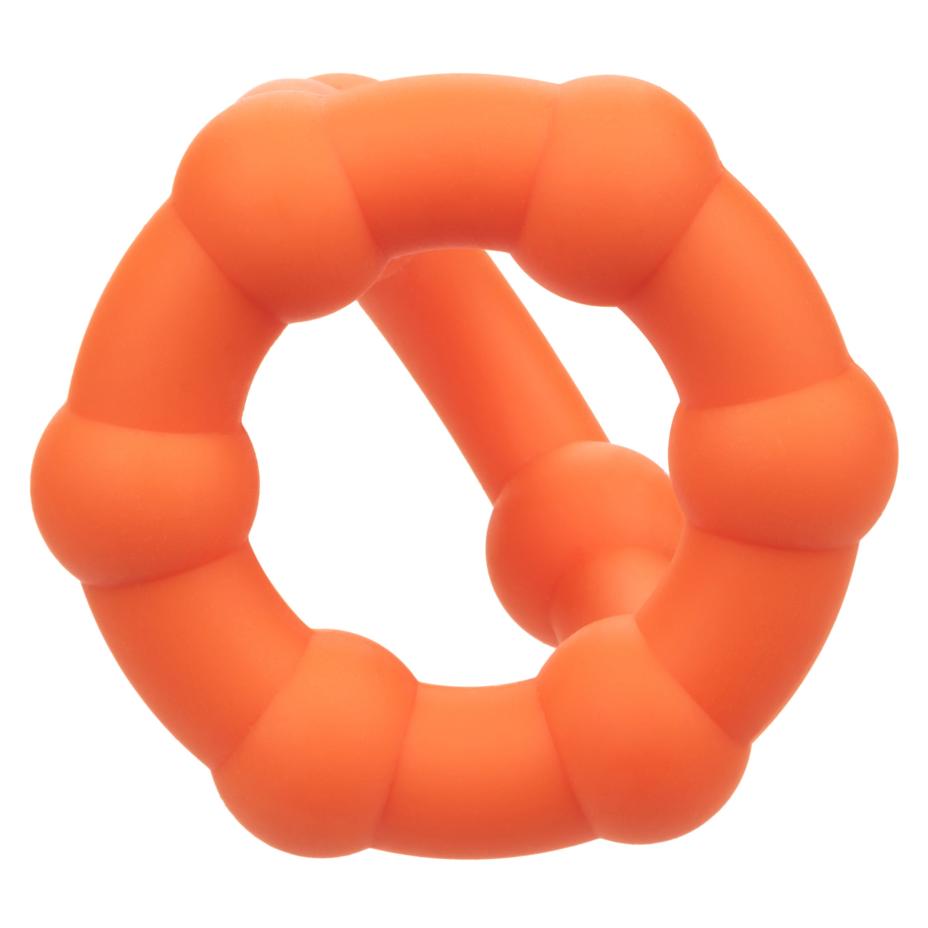 Alpha Liquid Silicone All Star Ring Orange Ultra Stretchy Dual Ring with Beaded Accents and Built-In Scrotum Support COCK RINGS