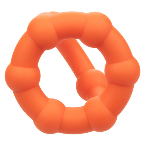 Alpha Liquid Silicone All Star Ring Orange Ultra Stretchy Dual Ring with Beaded Accents and Built-In Scrotum Support COCK RINGS