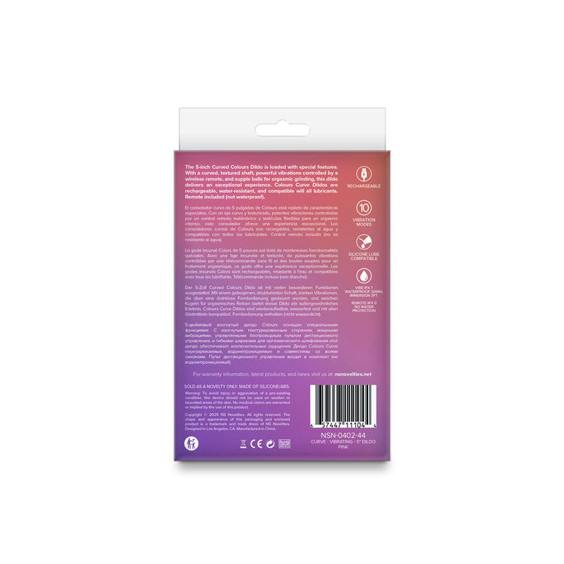 Colours Curve (Pink | Purple | Teal) – Waterproof Vibrating 5" Dildo Pink > Dildos > Slim Dildos