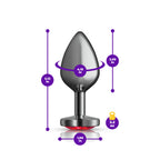 Cheeky Charms Gunmetal Butt Plug with Heart Red Jewel Medium > Anal Range > Jewel Butt Plugs
