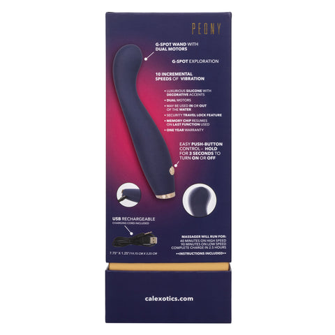 Chic Peony Flexible G-Wand Vibrator with Dual Motors, 10 Speeds, Navy Blue Silicone and Gold Accents Purple > Sex Toys For Ladies > G-Spot Vibrators