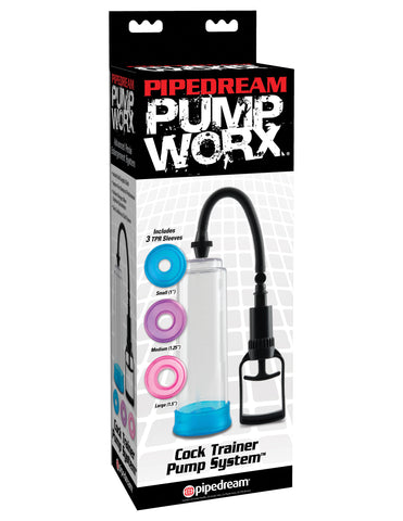 Pump Worx Cock Trainer Pump System Clear Penis Pump with Three Sleeves Pumps