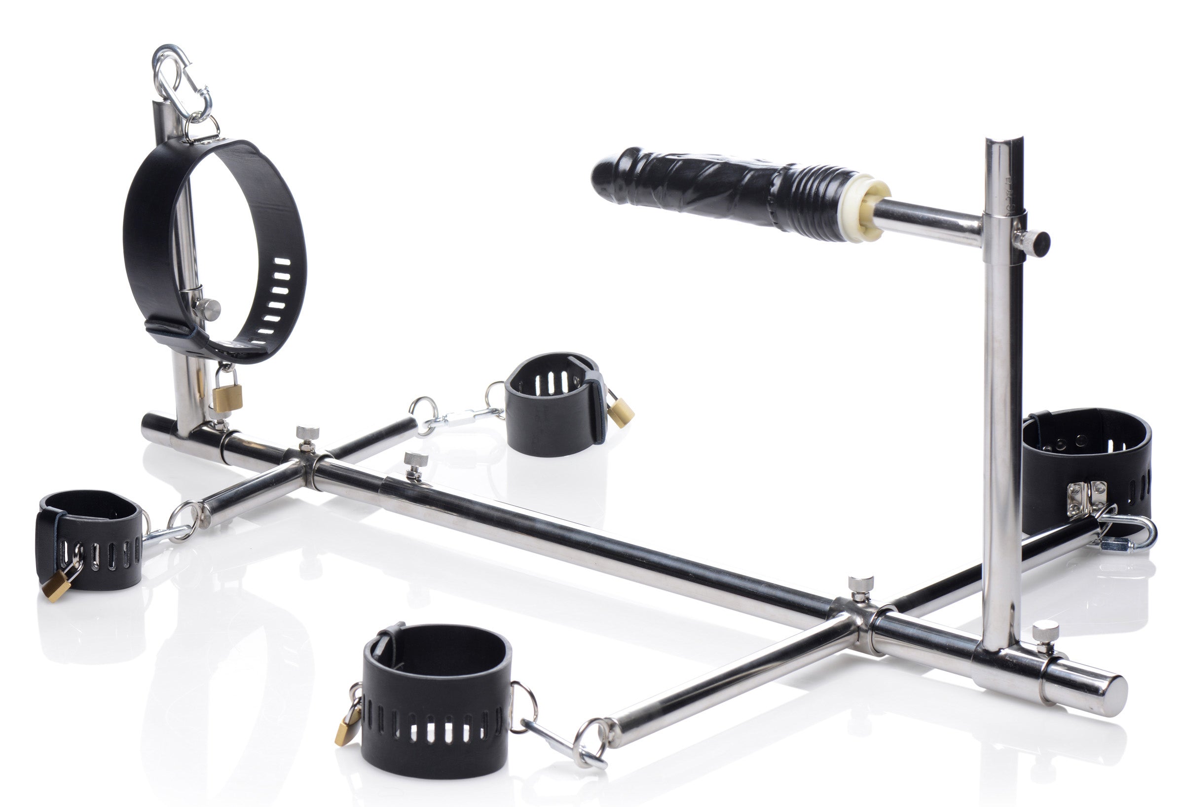 Master Series Imprisoned Metal Stockade with Built-In Dildo – Heavy-Duty Bondage Equipment > Sex Toys > Sex Furniture