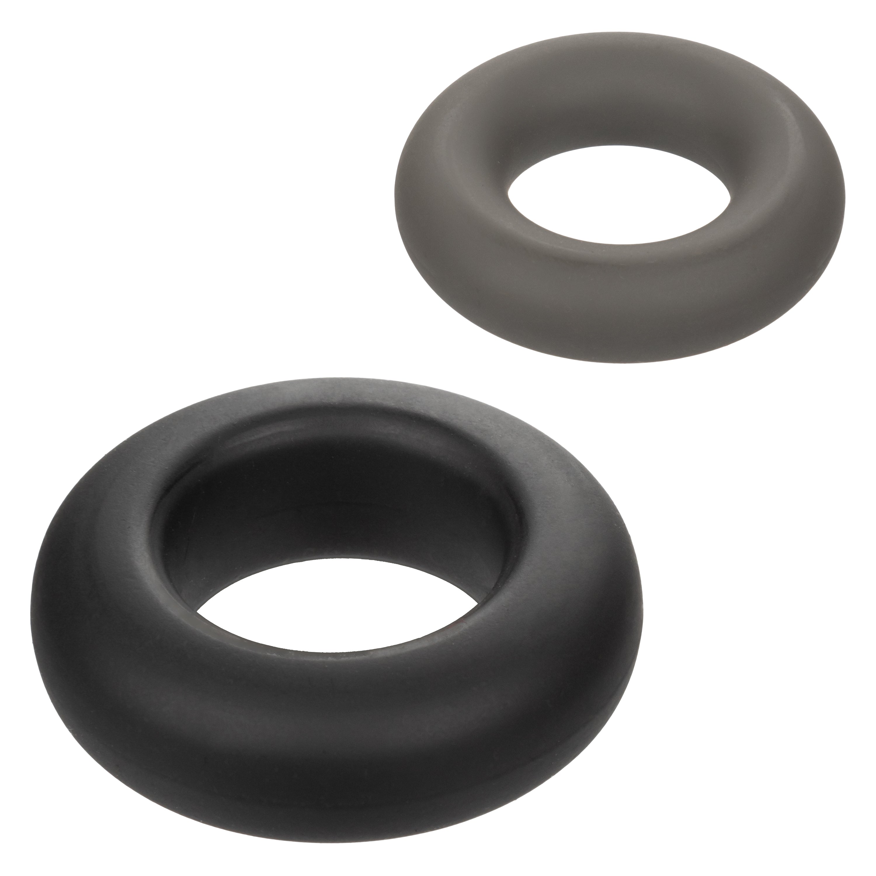 Alpha Liquid Silicone Prolong Set of 2 Stretchy Comfortable Rings in Black, Small 0.75” and Large 1” Diameter Secondary image